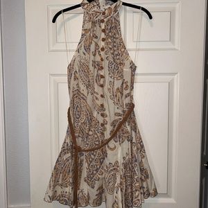 Zara Paisley Pleated Ruffle Mini Dress